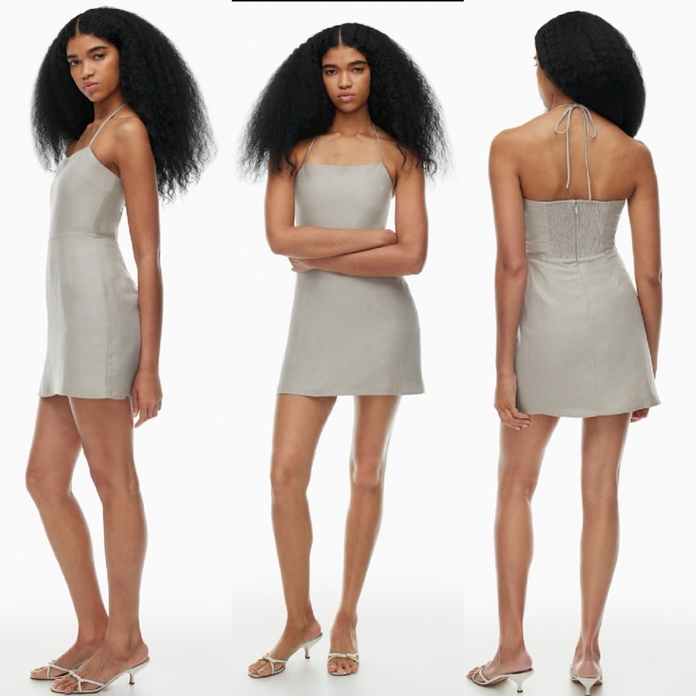 ❤️Aritzia Wilfred Credenza Mini Elegant Cream Halter Dress! Size 2!